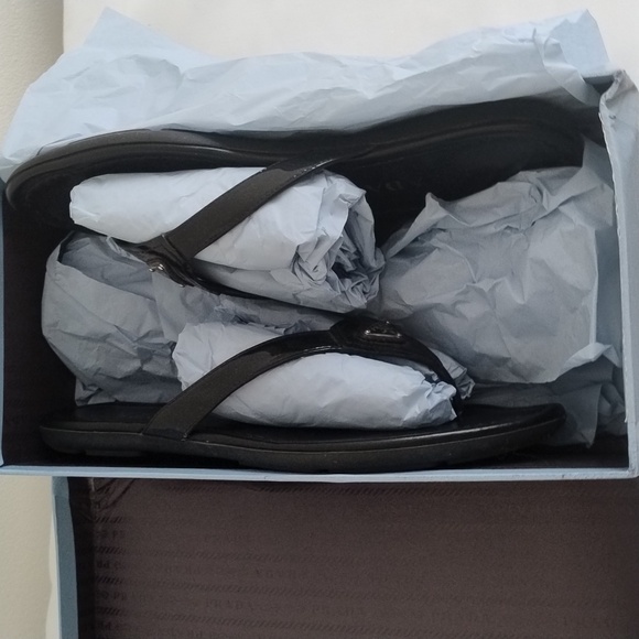 Prada Black Patent Leather Logo Flip Flops Sandals Sz 39, US 8.5-9 - Picture 8 of 8